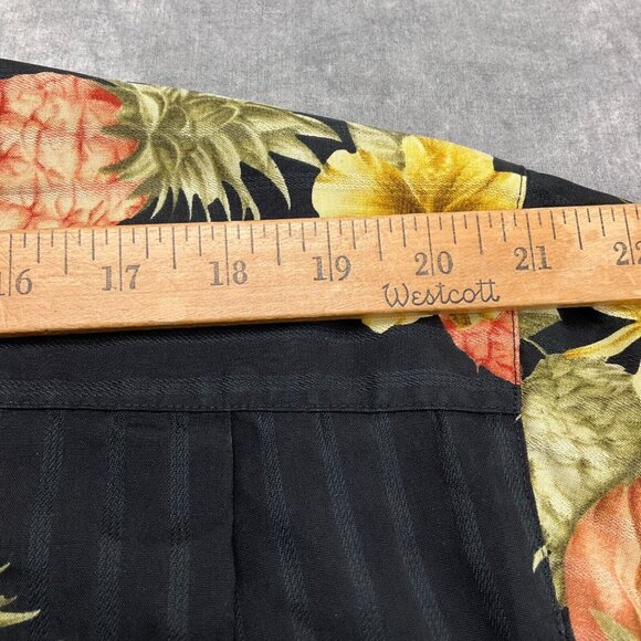 Tommy Bahama Shirt Men Large Black Gold Peach Pineapple Orchid Aloha Tropical - Picture 6 of 9